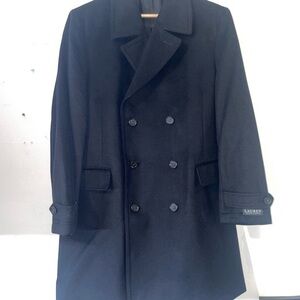 NWT Lauren Ralph Lauren Black Double-Breasted Coat Size 44 Short